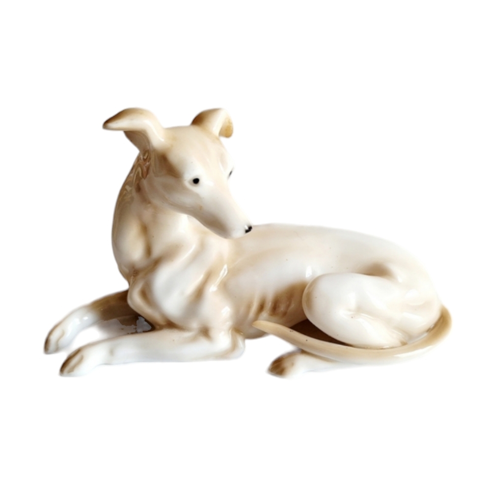 Vintage Greyhound or Whippet Dog Figurine Ceramic Porcelain Collectible